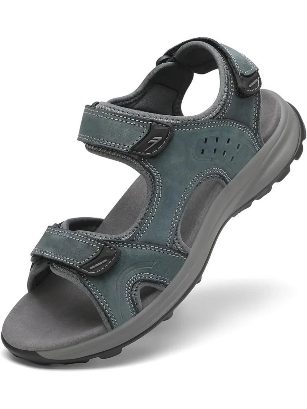 Men's Grey Athletic Hiking Open Toe Leather Walking Sport Sandals Shoes